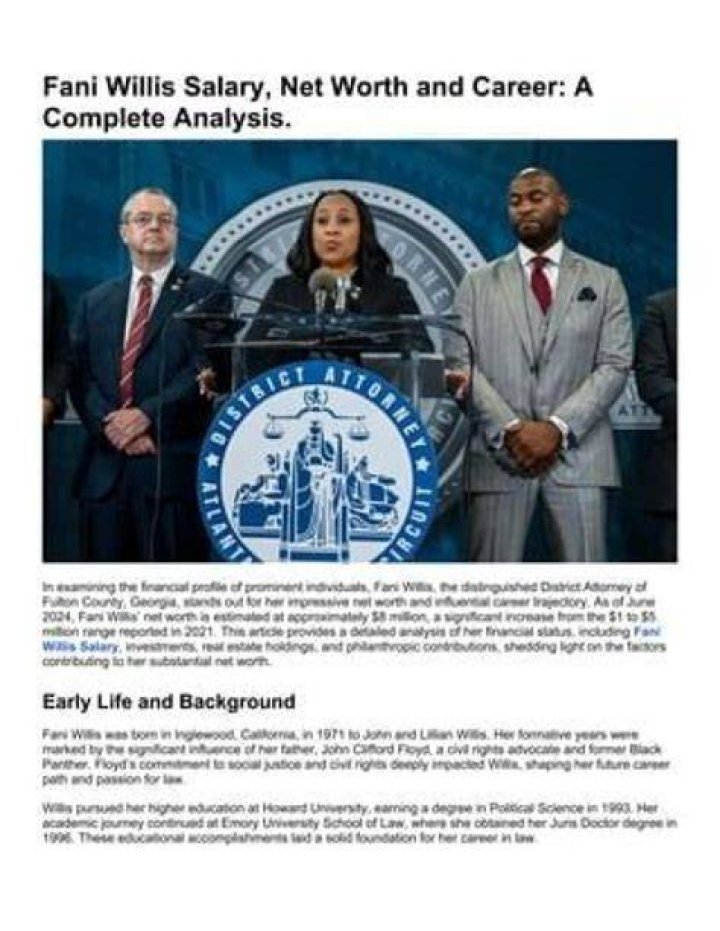 Fani Willis' Salary: A Comprehensive Overview