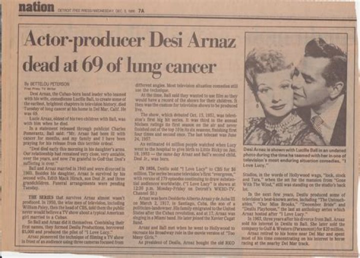 Lucy Archives Desi Arnaz dies in his daughter's arms 1986