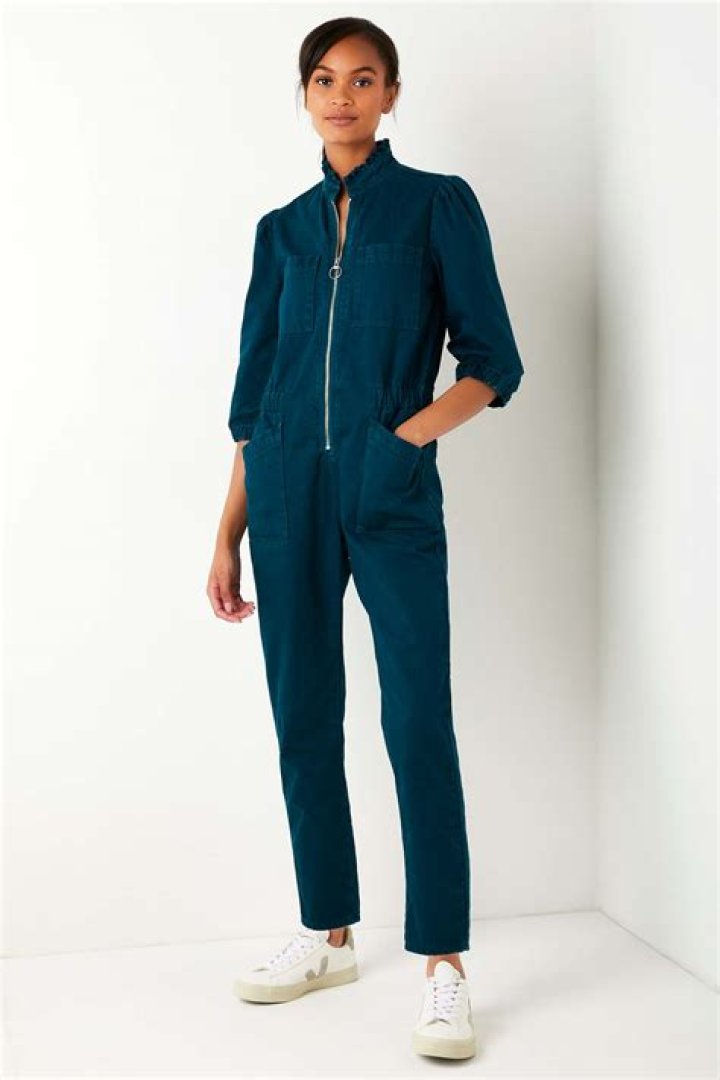 Zoe Zip Through Boiler Suit Petrol Regular &mdash; Wyse London